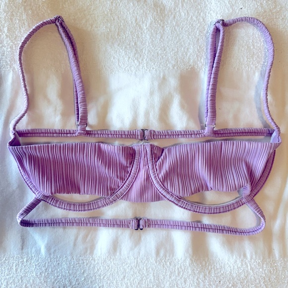 frankies bikinis annie plisse bikini bottom top set wisteria lilac - Picture 7 of 12